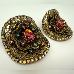 Vintage LUX Accessories Glam Jewelry MUSI Filigree Shoe Clips Victorian Chic